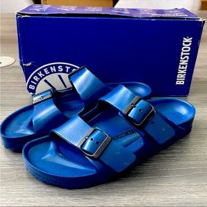 COPY - brand new never been worn blue big buckle rubber  birkenstock